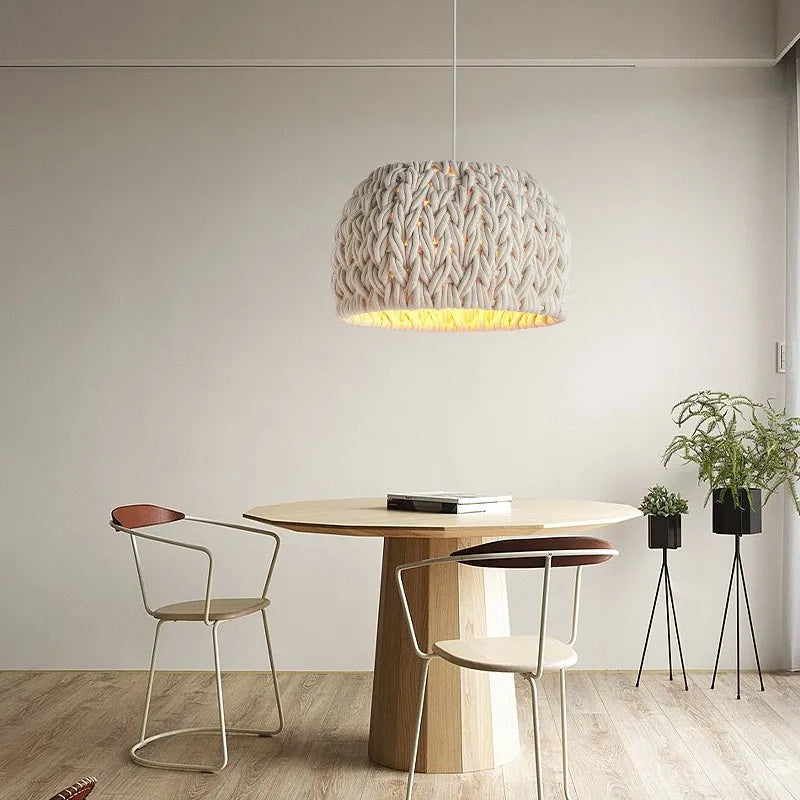 nordic wabi sabi knitted rope minimalism led chandelier