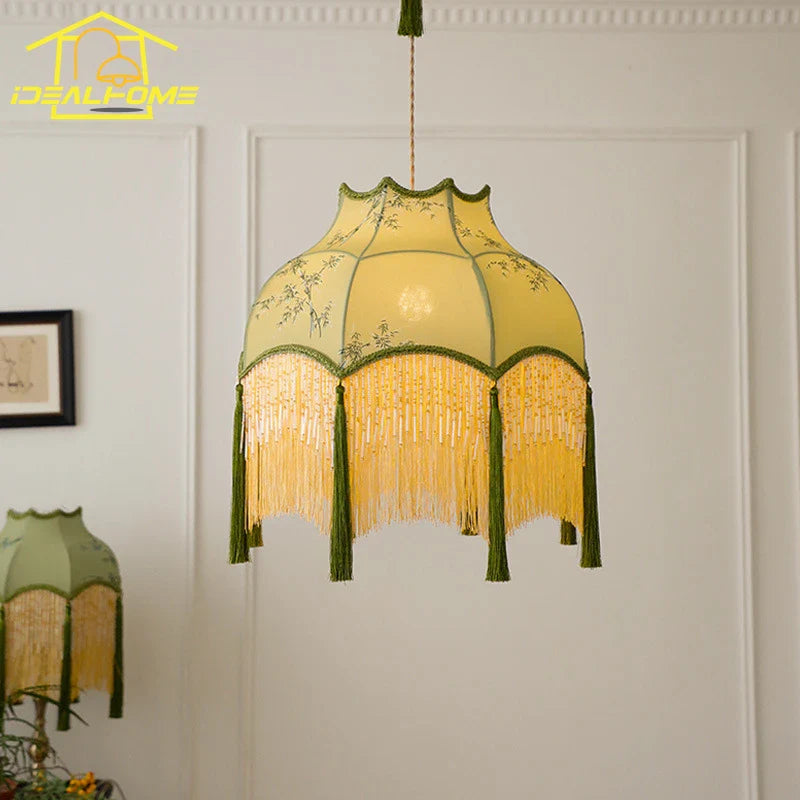 Vintage copper fabric chandelier in Chinese style for interior decoration