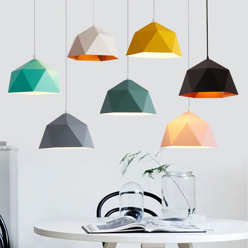 Nordic macaroon geometric LED decorative pendant light
