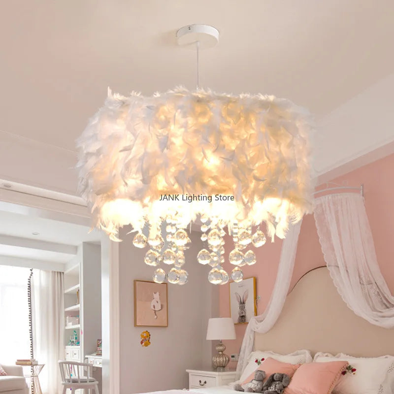 creative simple feather LED net romantic popular chandelier