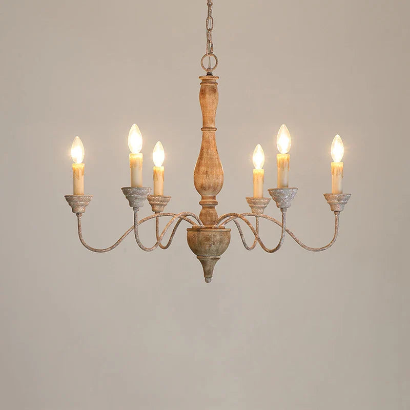 American Rural Vintage Style Wooden Chandelier Living Room Dining Room Bedroom Pendant Light Cafe Clothing Store Ceiling Light