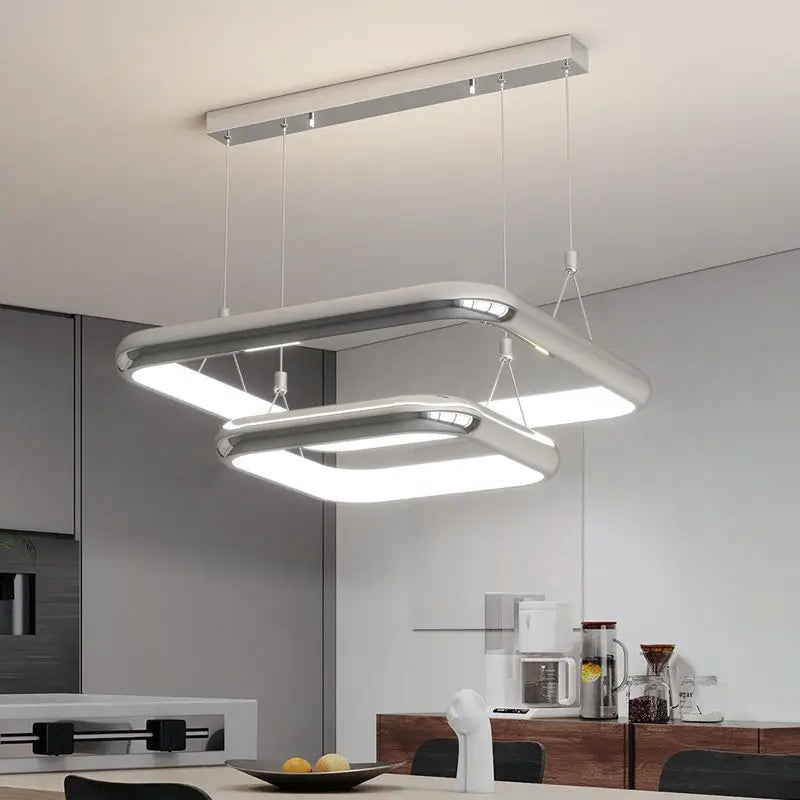 modern LED square pearl chandelier for home