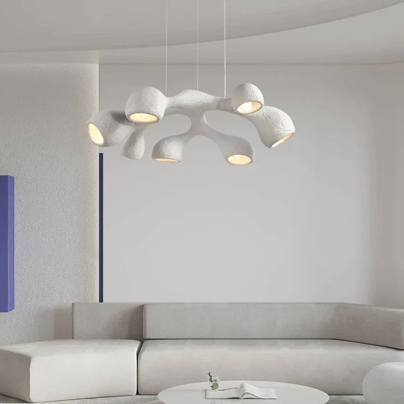 Japanese Wabi-Sabi Style LED Chandelier for Villa Clubhouse Duplex