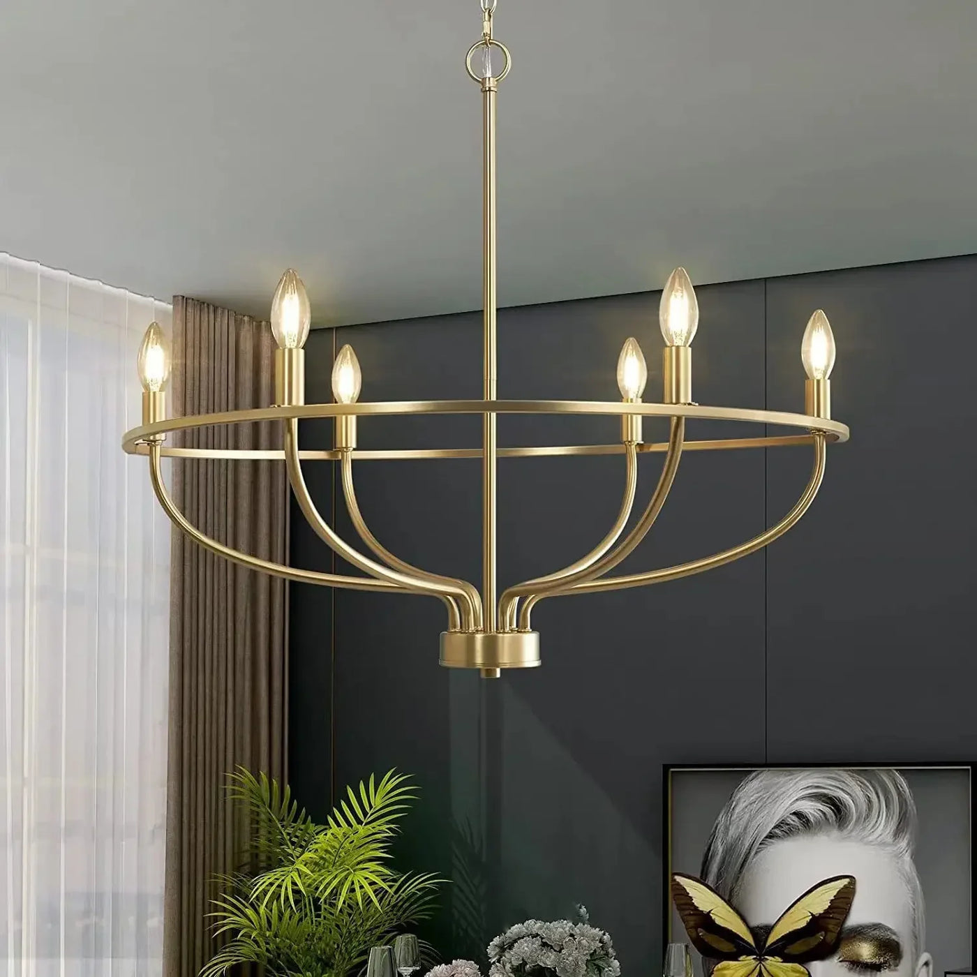 retro led industrial chandelier light ring decor fixtures