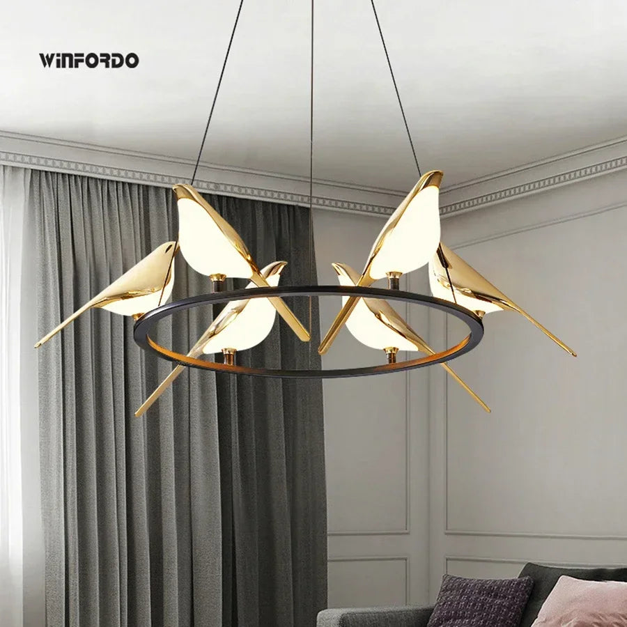 LED chandelier 	 art bird loft originality decoration