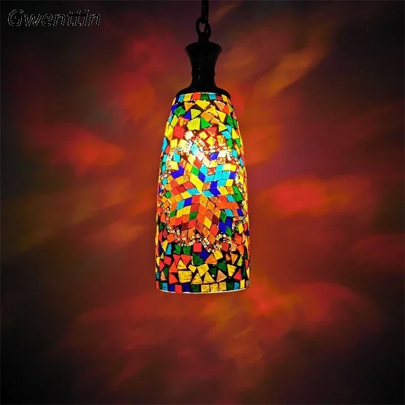 Vintage Bohemian Stained Glass Chandelier for Home Decor