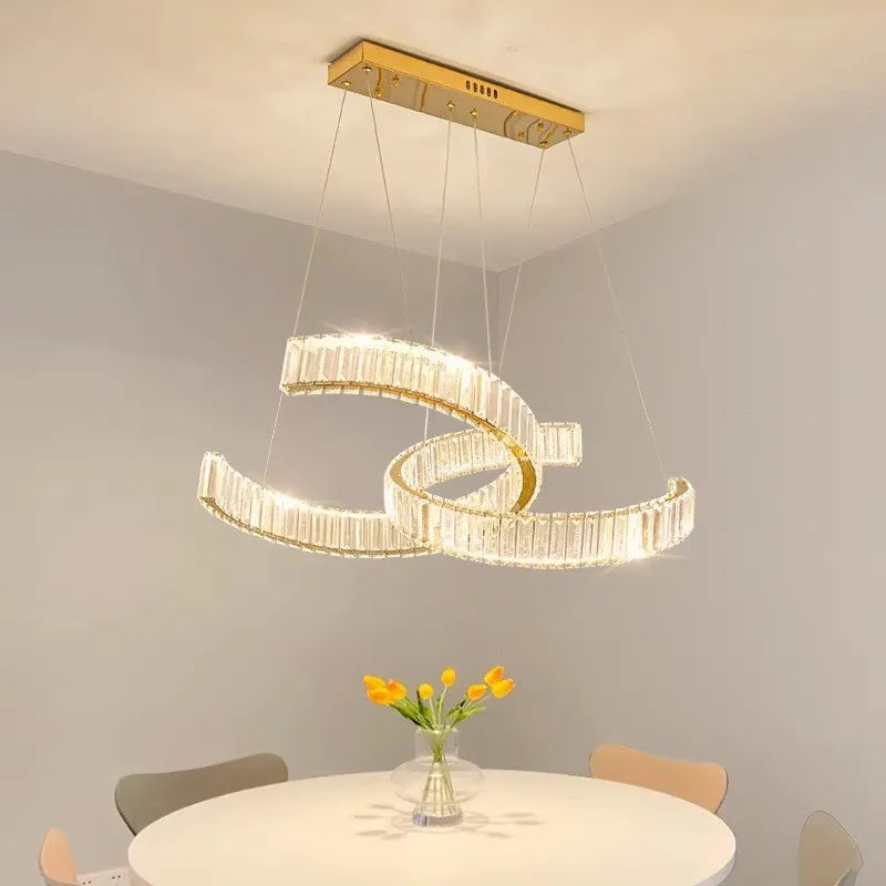 Postmodern crystal stainless steel chandelier
