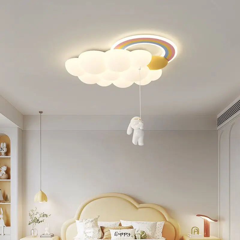Rainbow cloud chandelier with horse rabbit bear for children
