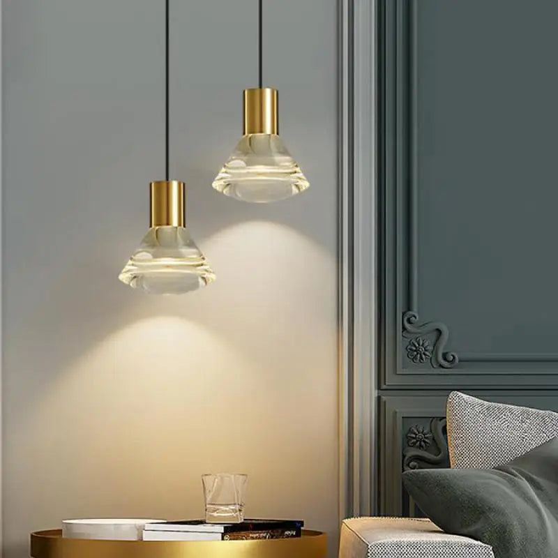 Copper chandelier with modern LED lighting for interior decoration
