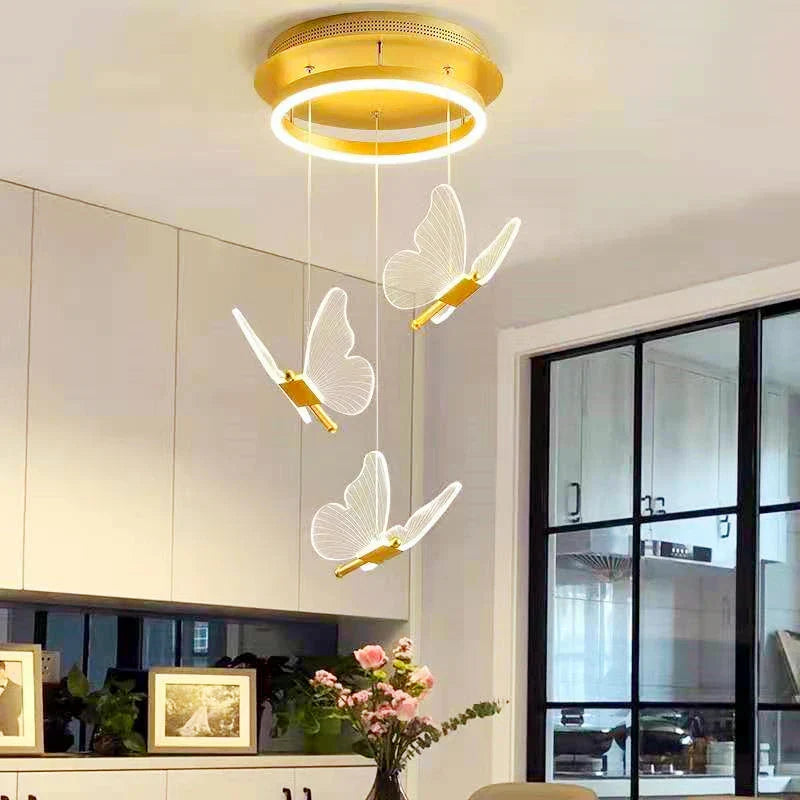 butterfly led chandelier acrylic suspension home decor