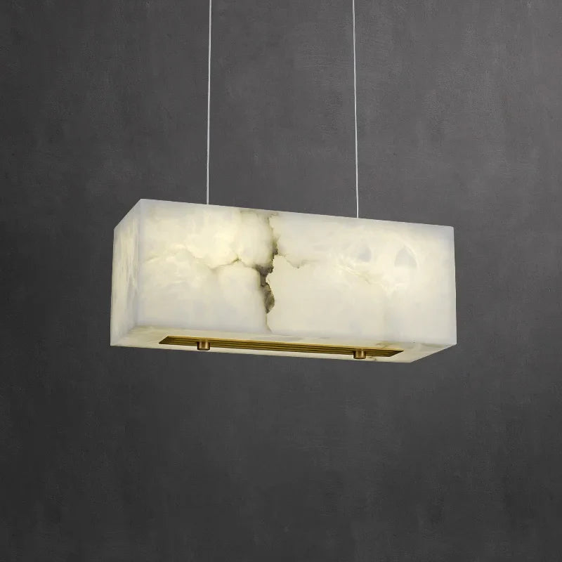 Minimalist marble and copper chandelier for modern spaces