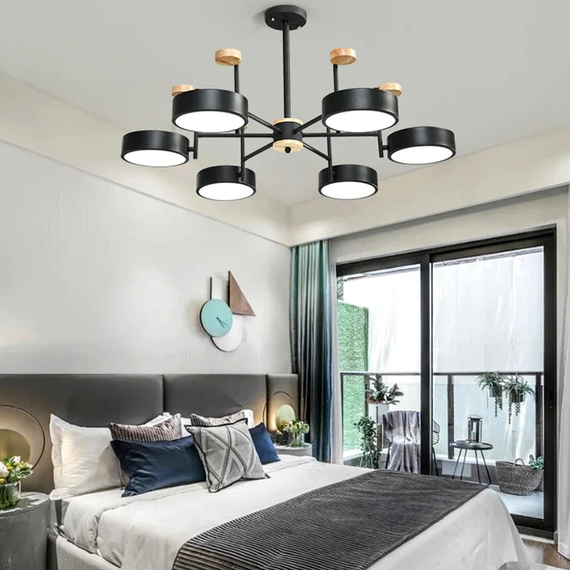 Nordic style acrylic iron and wood chandelier home decor