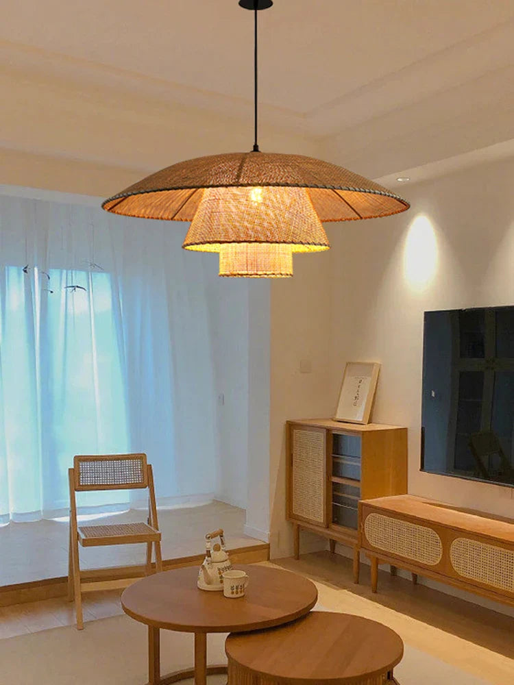 Custom Japanese chandelier for zen decor and refined ambiance