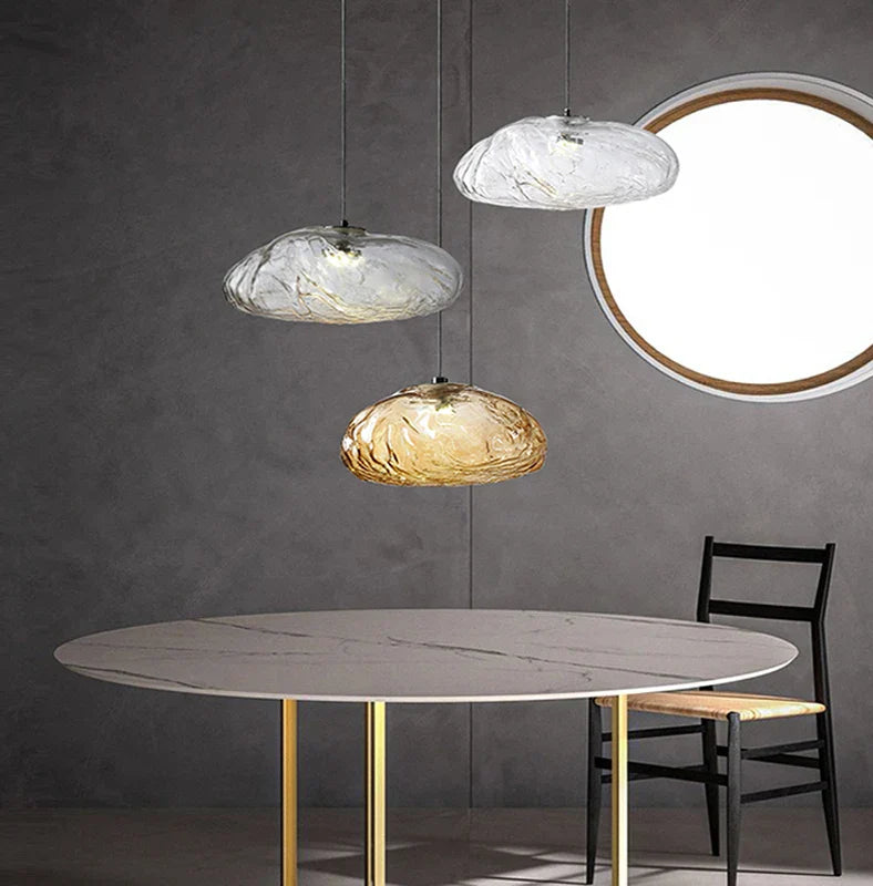 Decorative luminous cloud design glass chandelier for interiors