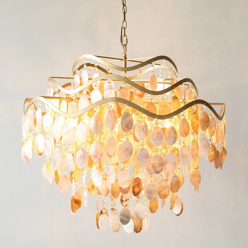 Postmodern LED Mother-of-Pearl Chandeliers