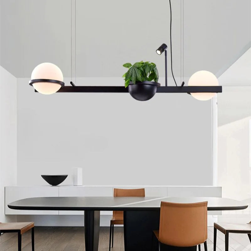 Nordic chandelier with artificial potted hanging plant