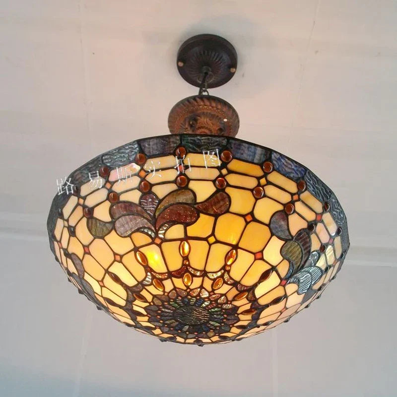European style classic Tiffany glass chandelier for interior decoration
