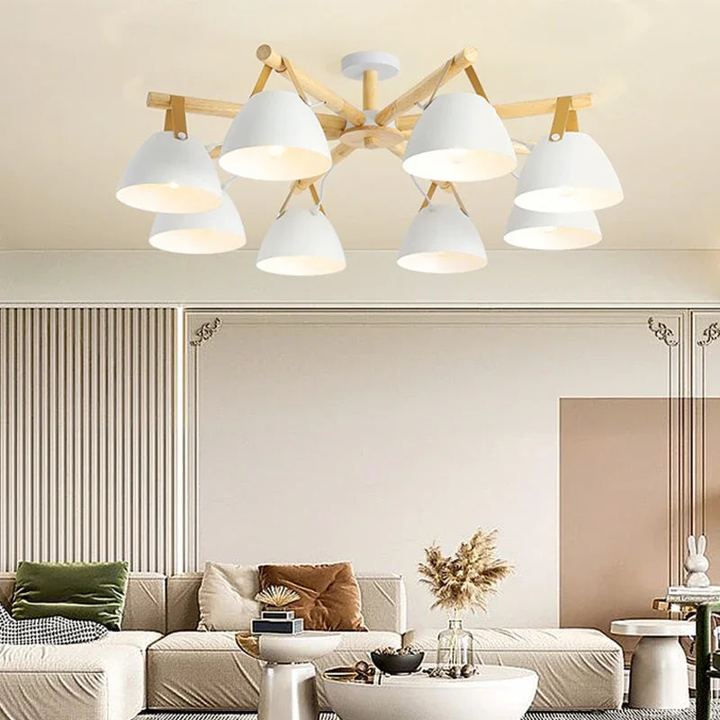Elegant Scandinavian Wooden LED Chandelier