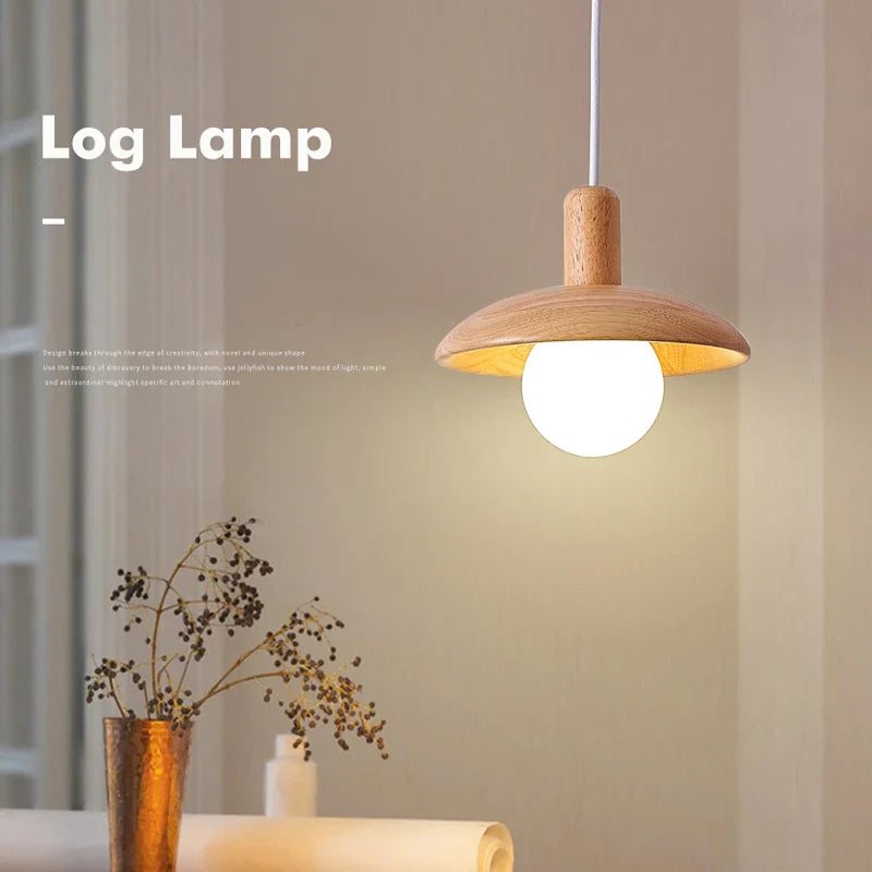 Nordic-style creative wood art fresh log round LED chandelier