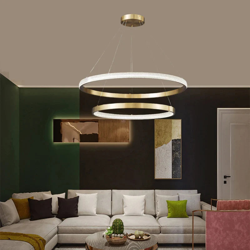 adjustable copper ring chandelier for