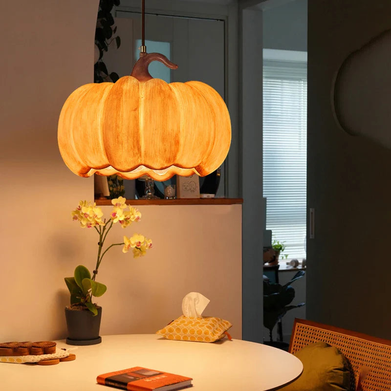 Wabi Sabi Retro Japanese LED Pumpkin Chandelier for Restaurant
