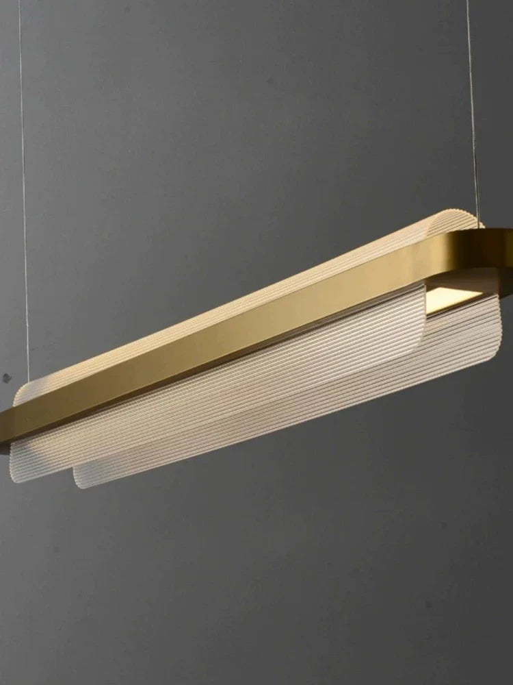 Long minimalist chandelier for restaurant, café, or creative office