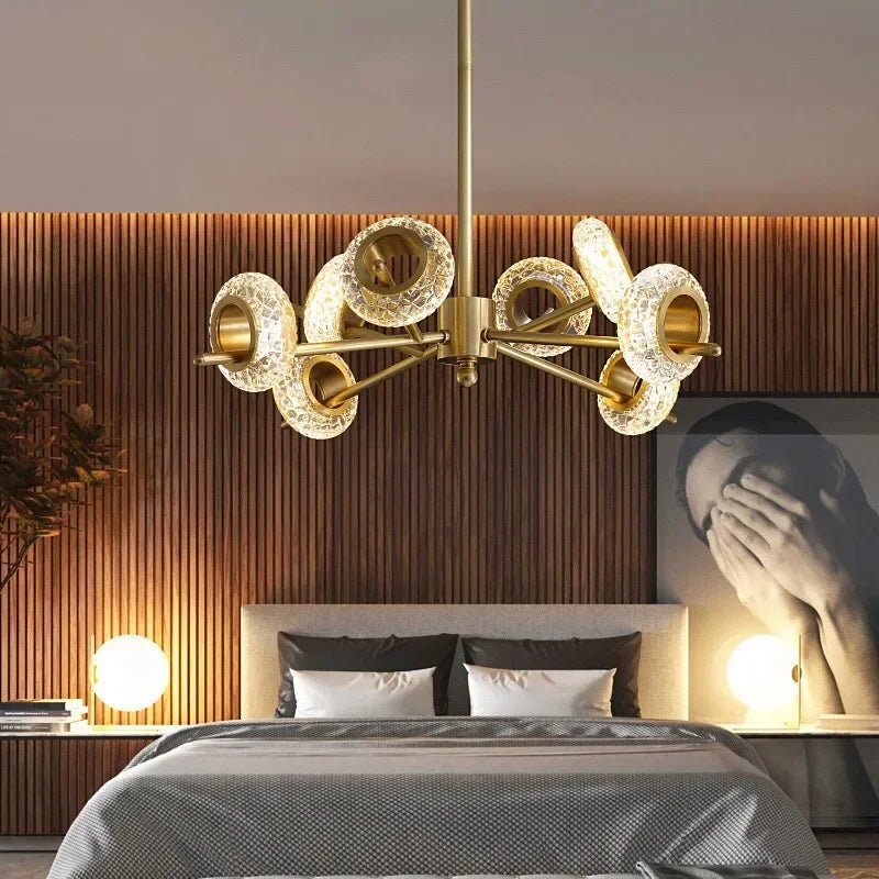 Nordic Cracked Glass Chandelier, Modern Minimalist Style with LEDs