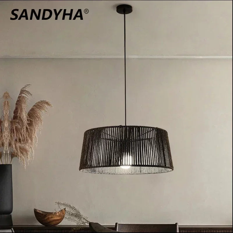 sandyha Nordic rope woven LED home lighting chandelier