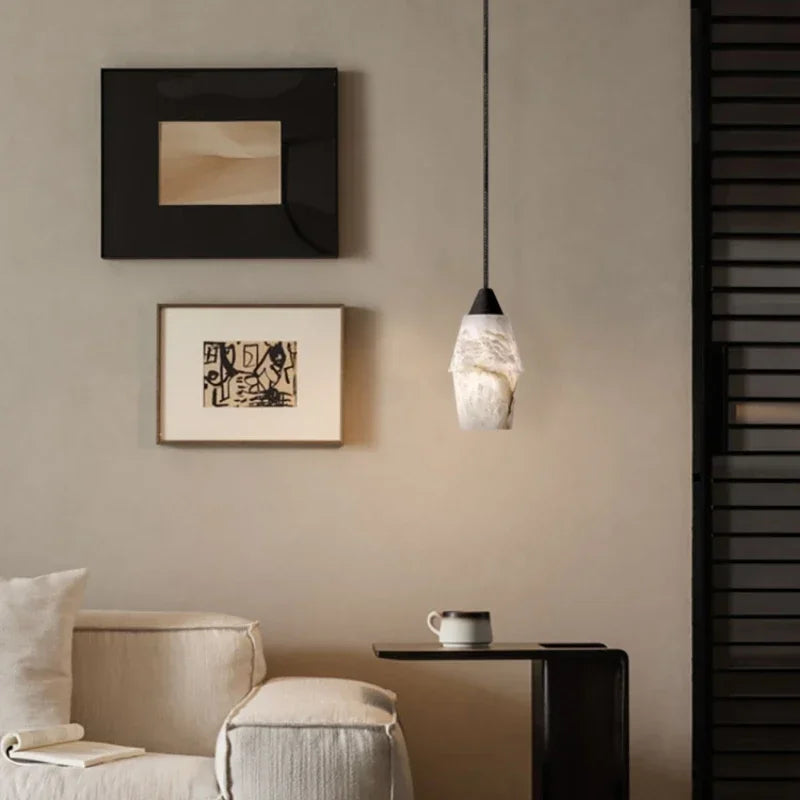 Elegant contemporary white marble chandelier
