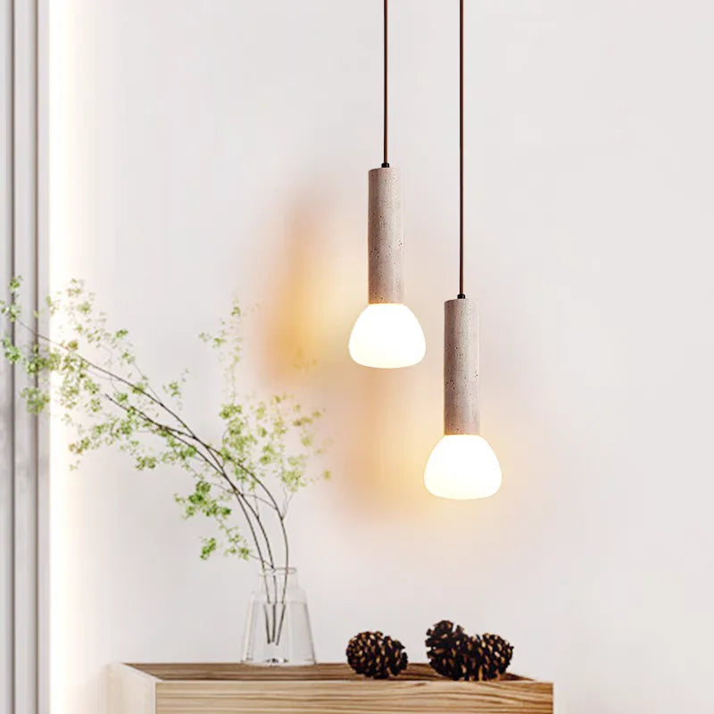 retro wabi-sabi cave stone pendant light