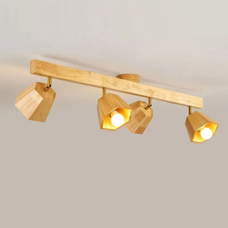 Designer wooden LED ceiling light.