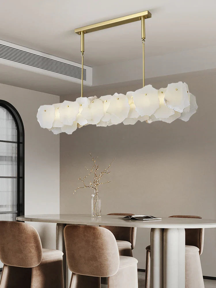 Elegant natural marble and copper chandelier for interior decoration