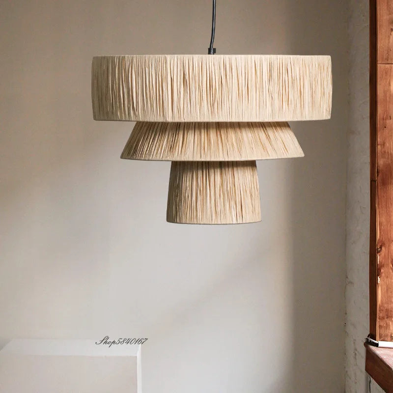 Handmade creative Japanese style rattan chandelier
