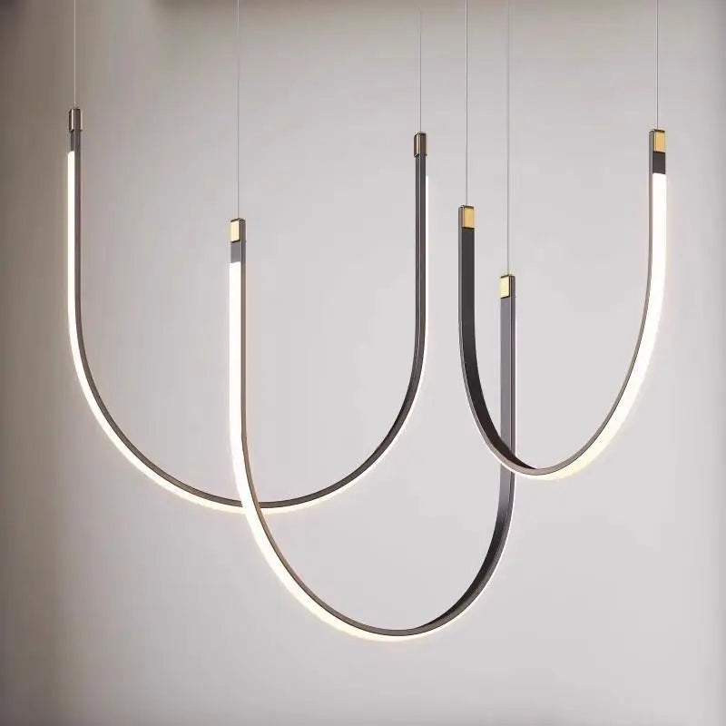 Modern U-shaped design chandelier for industrial and creative spaces