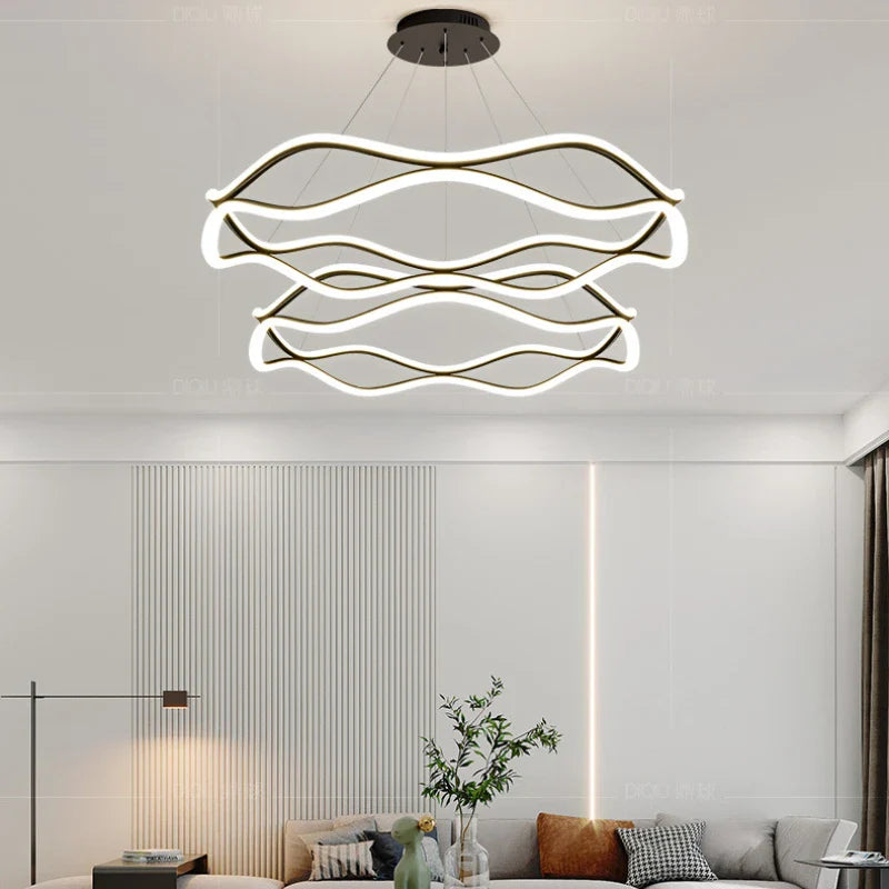 Nordic LED Chandelier Light for Bedroom Living Room Dining Room Luxury Ring Pendant Home Decor