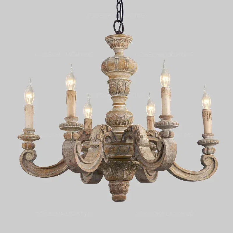 retro carved wooden Roman chandelier for elegant decoration