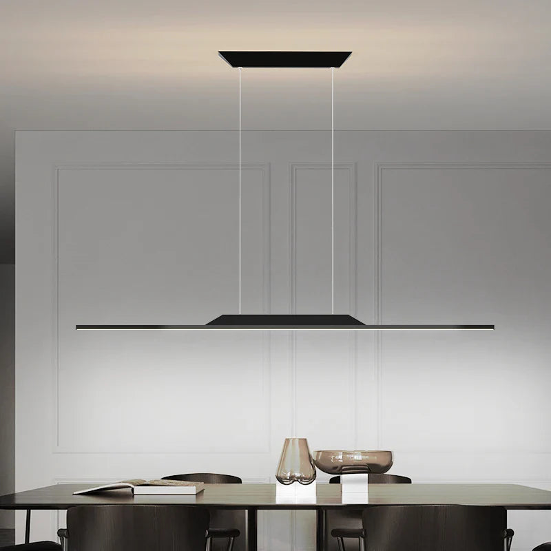 Minimalist long LED chandelier with adjustable height