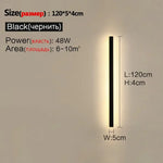Applique Murale Extérieure Led Design Robuste Lumineux. Noir L120Cm / Blanc Chaud (3000K) Chambre