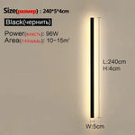 Applique Murale Extérieure Led Design Robuste Lumineux. Noir L240Cm / Blanc Chaud (3000K) Chambre