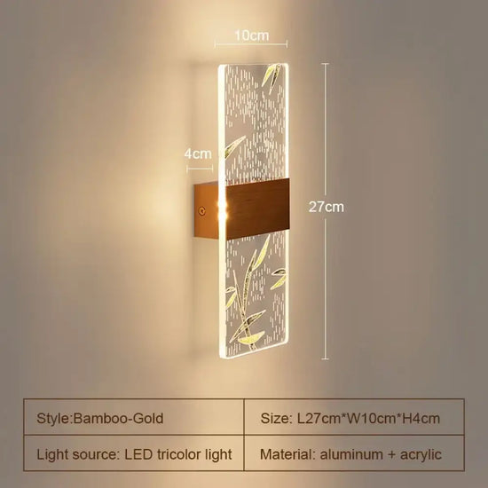 Applique Murale Led Design Contemporain Élégant 3Color-Bambou-Or Chambre
