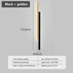 Applique Murale Led Design Contemporain Lumineux. Or Noir 120Cm / Blanc Chaud Chambre