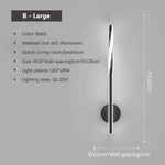 Applique Murale Led Design Élégant Intérieur. Black Length120Cm / Cool White Chambre