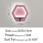 Applique Murale Led Design Scandinave Élégant. Pentagone Rose 16W / Blanc Froid (5 500-7 000