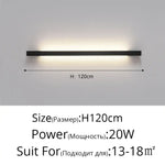 Applique Murale Led: Élégance Contemporaine Pure. Noir H120Cm 20W / 2 Couleurs Sans