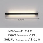 Applique Murale Led: Élégance Contemporaine Pure. Noir H150Cm 25W / 2 Couleurs Sans