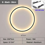 Applique Murale Led Élégante Design Contemporain B Noir Usb 50 Cm / Lumière Chaude Pas De