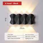 Applique Murale Led Élégante Design Extérieur. Noir - 4 Têtes / Blanc Chaud Chambre