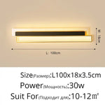 Applique Murale Led Élégante Design Lumineux Intérieur Noir 100Cm 30W / Blanc Chaud Pas De