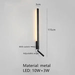 Applique Murale Led Élégante Design Moderne C-Noir-115Cm / 3000K Chambre