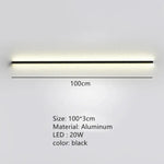 Applique Murale Led Moderne Design Minimaliste Élégant 100 Cm-Noir / Lumière Naturelle Chambre